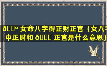 🌺 女命八字得正财正官（女八字中正财和 🐛 正官是什么意思）
